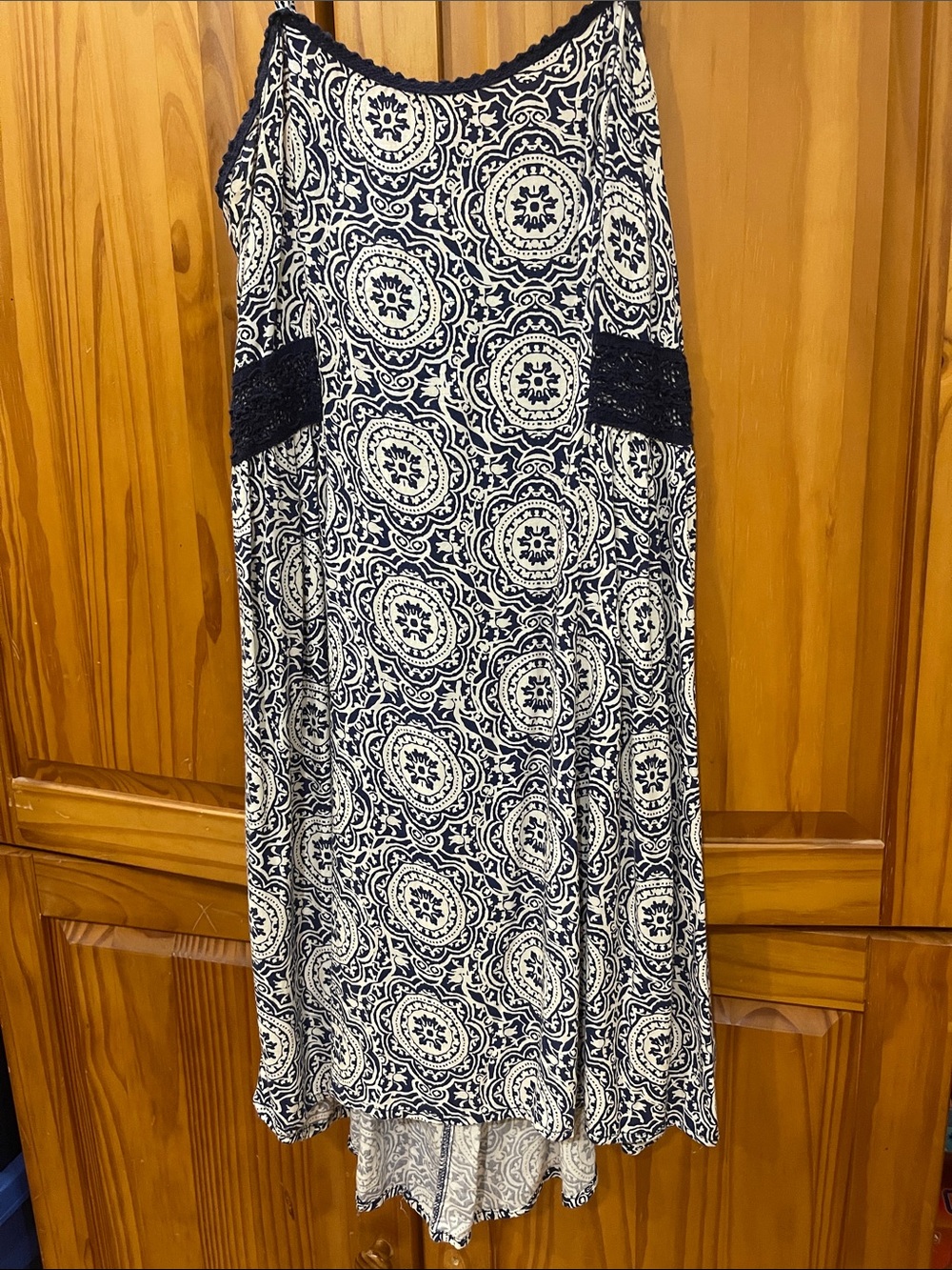 Navy & White Printed A-Line Dress